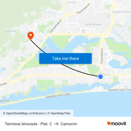 Terminal Alvorada - Plat. C to Camorim map