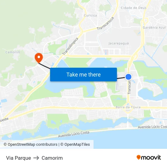 Via Parque to Camorim map