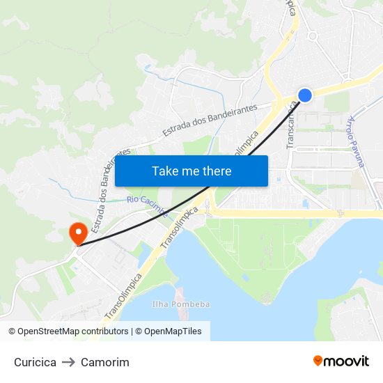 Curicica to Camorim map