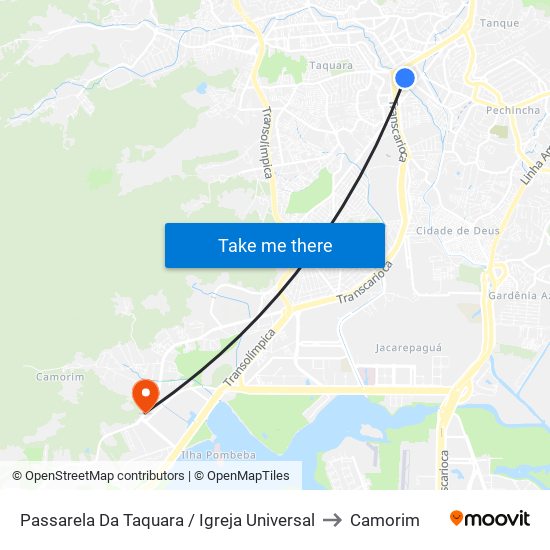 Passarela Da Taquara / Igreja Universal to Camorim map
