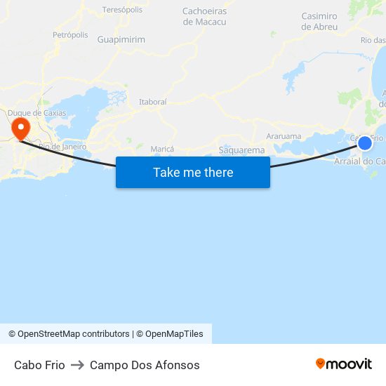 Cabo Frio to Campo Dos Afonsos map