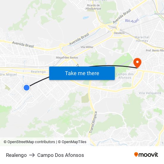 Realengo to Campo Dos Afonsos map