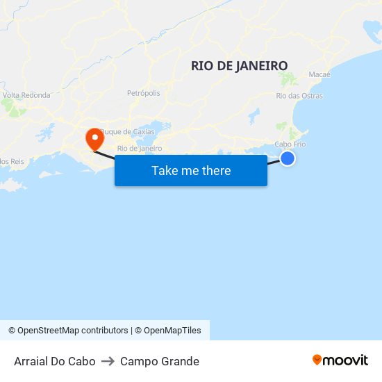 Arraial Do Cabo to Campo Grande map