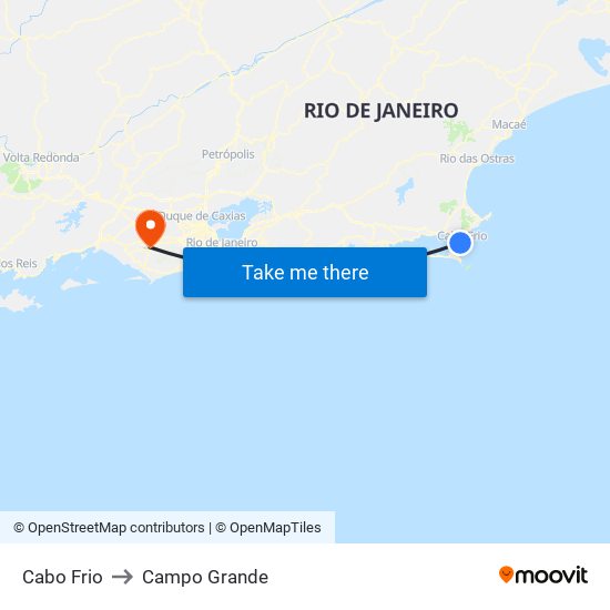 Cabo Frio to Campo Grande map