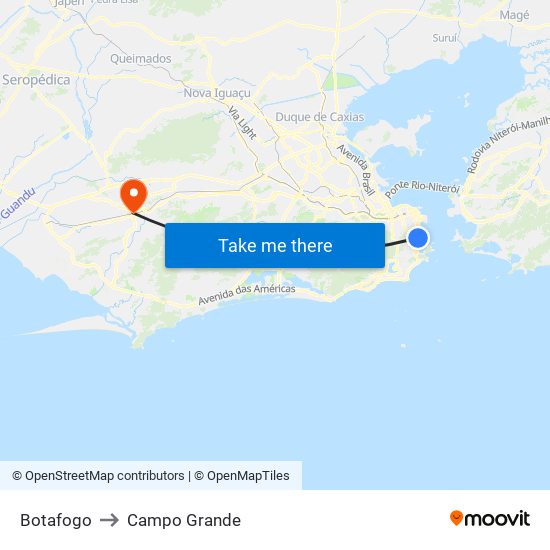 Botafogo to Campo Grande map