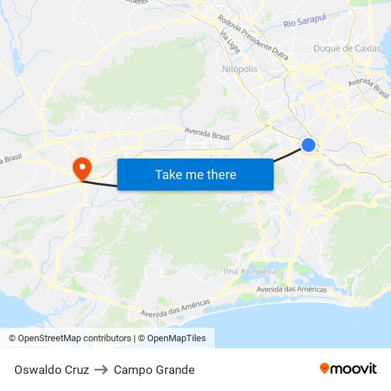 Oswaldo Cruz to Campo Grande map