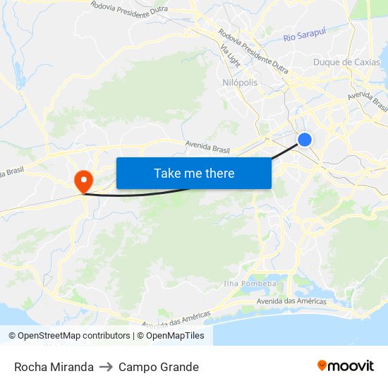 Rocha Miranda to Campo Grande map