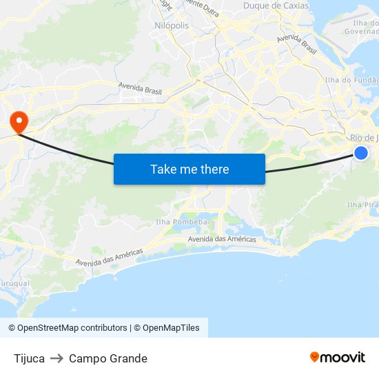 Tijuca to Campo Grande map