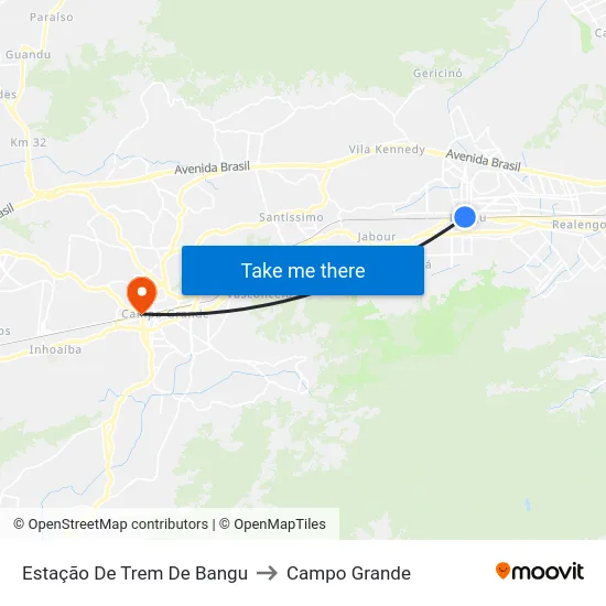 Estação De Trem De Bangu to Campo Grande map