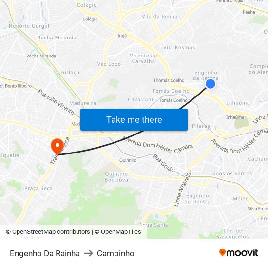 Engenho Da Rainha to Campinho map