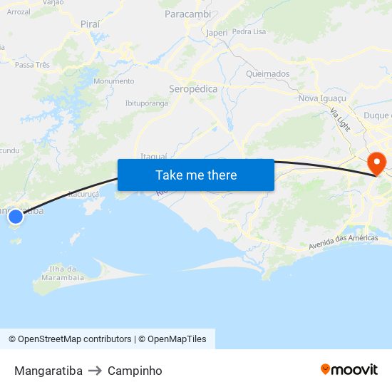 Mangaratiba to Campinho map