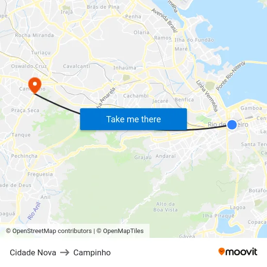 Cidade Nova to Campinho map