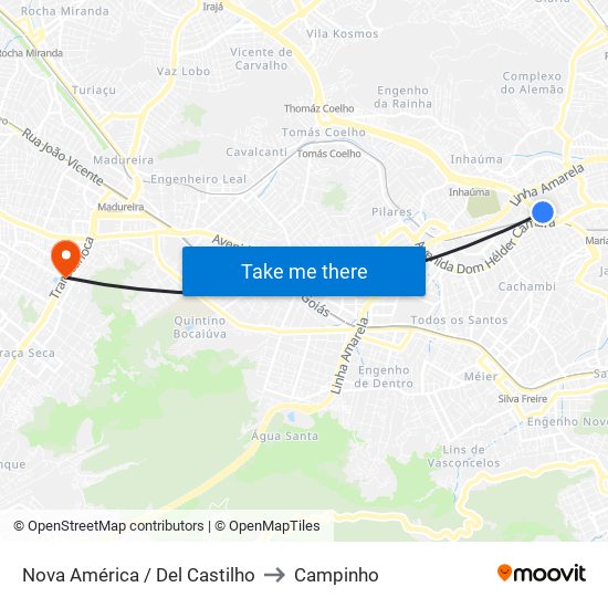 Nova América / Del Castilho to Campinho map