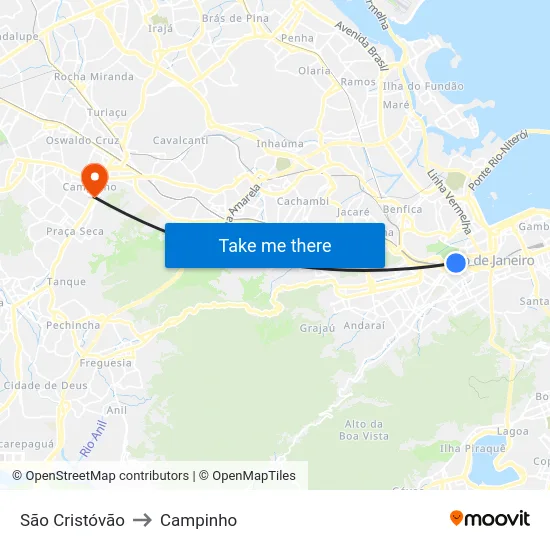 São Cristóvão to Campinho map