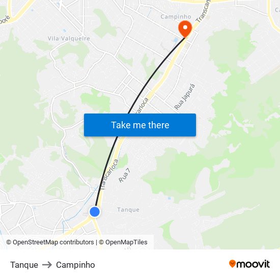 Tanque to Campinho map