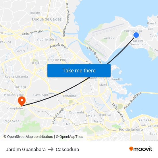 Jardim Guanabara to Cascadura map