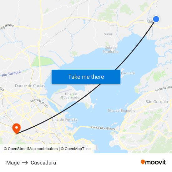 Magé to Cascadura map