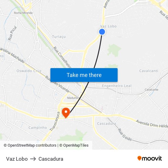 Vaz Lobo to Cascadura map