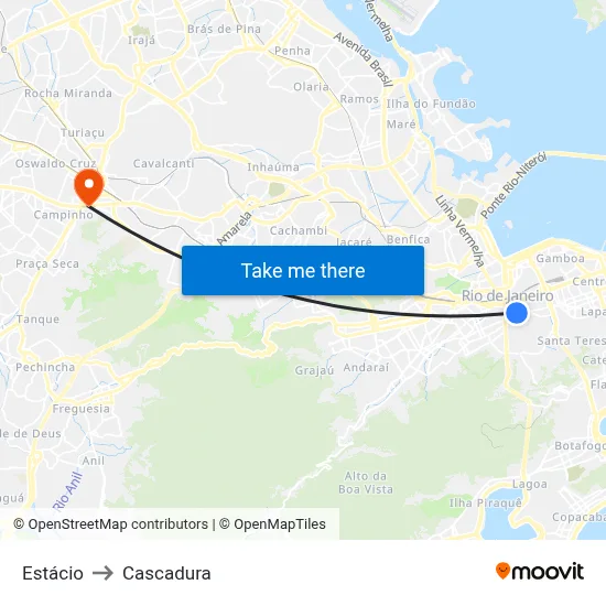 Estácio to Cascadura map