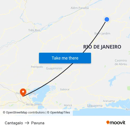 Cantagalo to Pavuna map