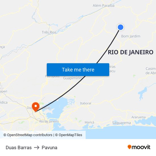Duas Barras to Pavuna map