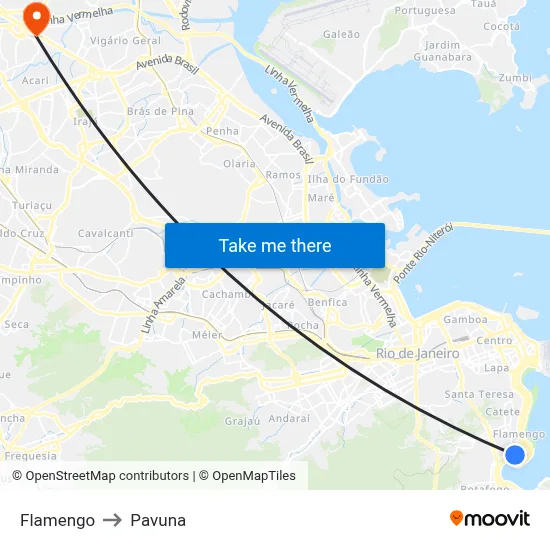 Flamengo to Pavuna map
