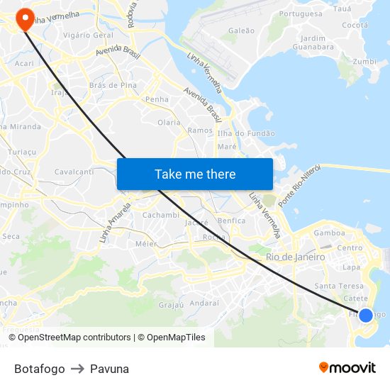 Botafogo to Pavuna map