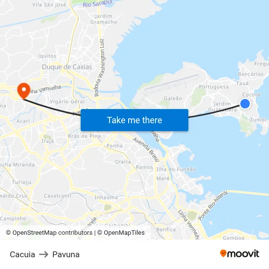 Cacuia to Pavuna map