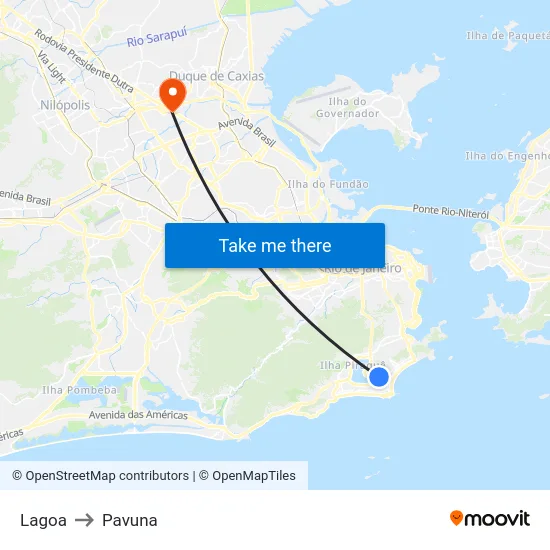 Lagoa to Pavuna map