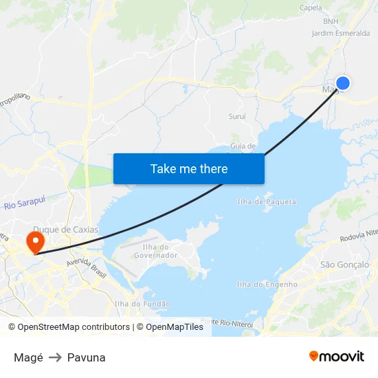 Magé to Pavuna map