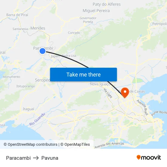 Paracambi to Pavuna map