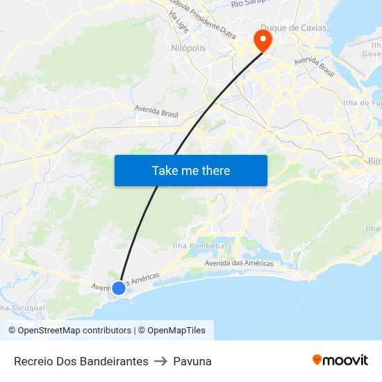 Recreio Dos Bandeirantes to Pavuna map