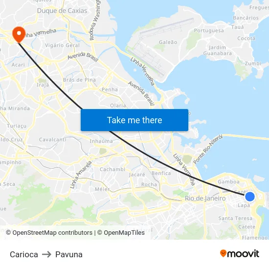 Carioca to Pavuna map