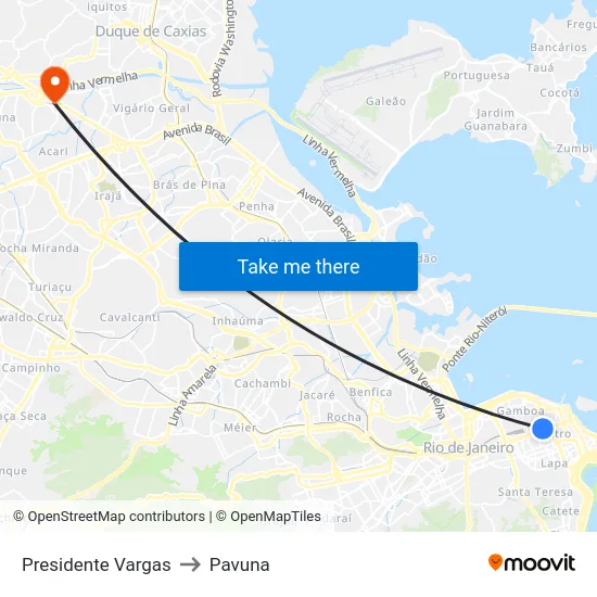 Presidente Vargas to Pavuna map