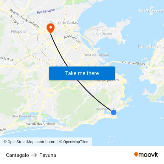 Cantagalo to Pavuna map