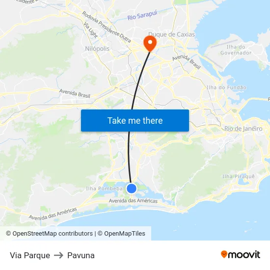 Via Parque to Pavuna map