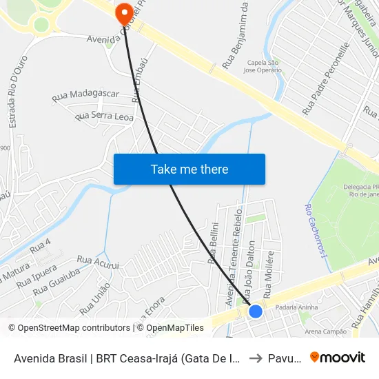 Avenida Brasil | BRT Ceasa-Irajá (Gata De Irajá) to Pavuna map