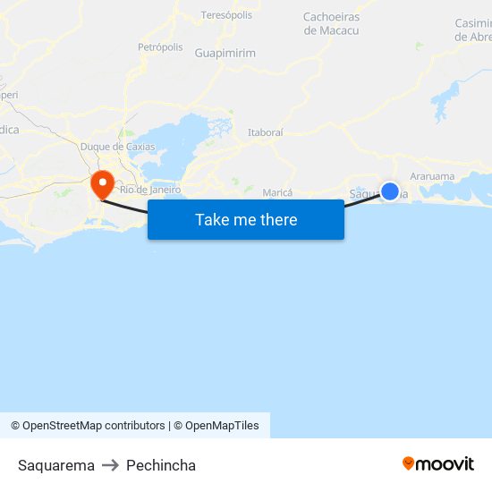 Saquarema to Pechincha map