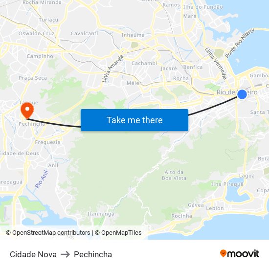 Cidade Nova to Pechincha map