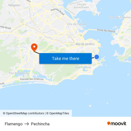 Flamengo to Pechincha map
