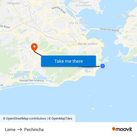 Leme to Pechincha map