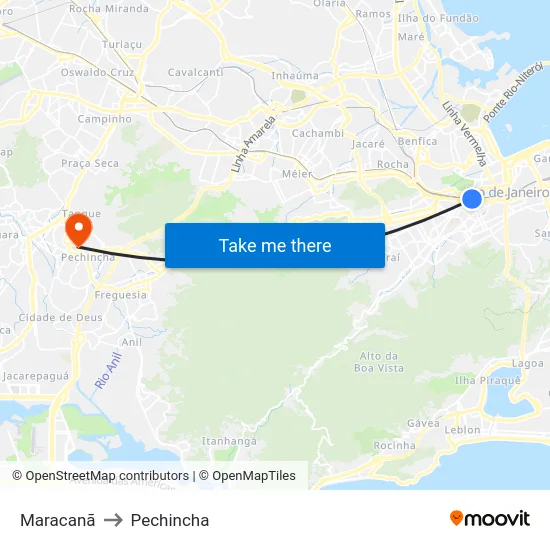 Maracanã to Pechincha map