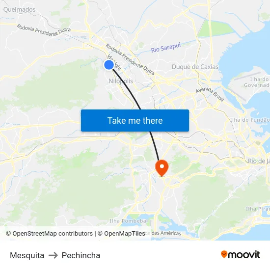 Mesquita to Pechincha map