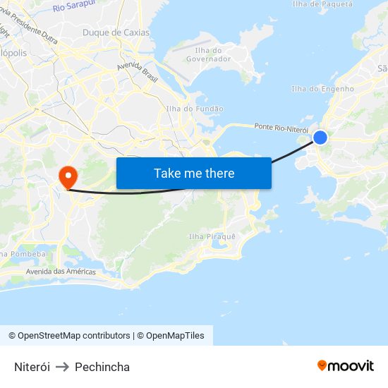 Niterói to Pechincha map