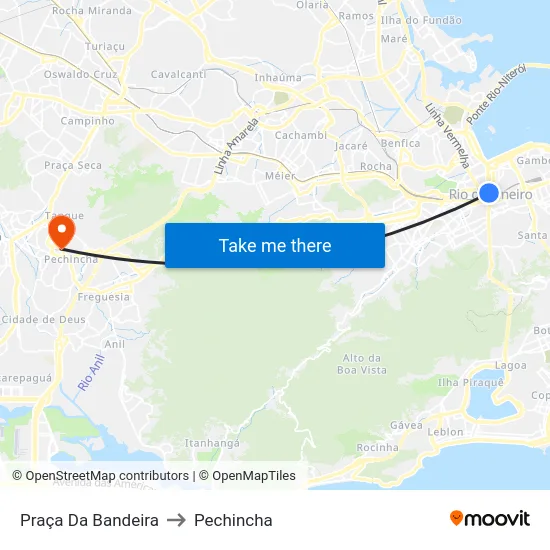 Praça Da Bandeira to Pechincha map