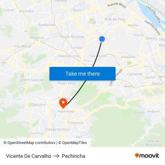 Vicente De Carvalho to Pechincha map