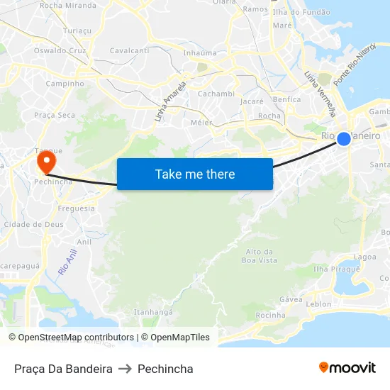 Praça Da Bandeira to Pechincha map