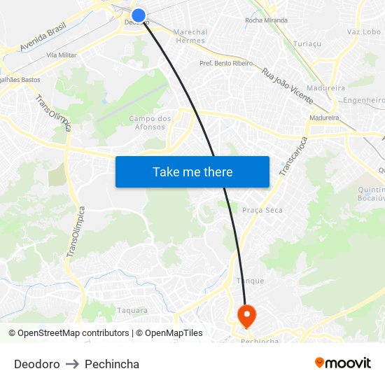 Deodoro to Pechincha map