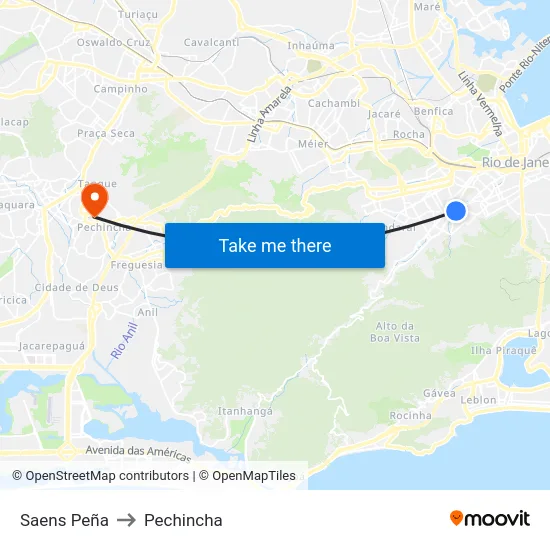 Saens Peña to Pechincha map