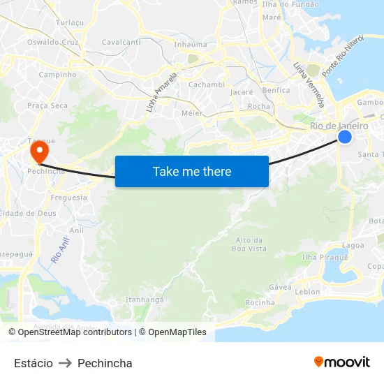 Estácio to Pechincha map